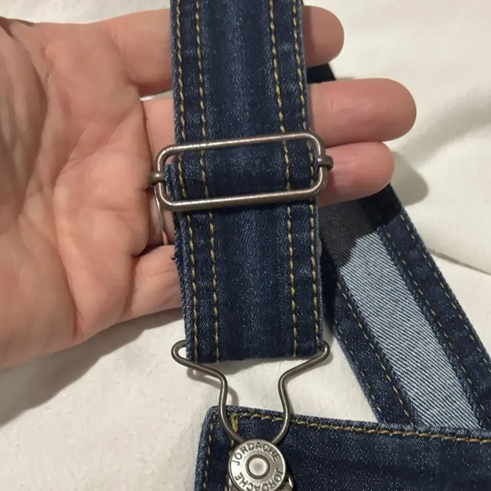 Jordache S 6x Dark Denim Overalls w/Lace Accents adjustable straps stretch nwt